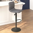 thumbnail image 3 of BizChair Modern Gray Vinyl Adjustable Bar Stool with Back, Swivel Stool with Black Pedestal Base and Footrest, 3 of 11