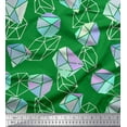 thumbnail image 1 of Soimoi Green Cotton Cambric Fabric Crystal Stone Geometric Printed Craft Fabric by the Yard 56 Inch Wide, 1 of 3