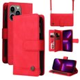 thumbnail image 1 of Feishell for iPhone 14 Pro 6.1 inch Zipper Wallet Case with Wrist Strap & Shoulder Strap,Premium PU Leather Magnetic Clasp Flip Holder Card Slots Crossbody Phone Case for Women Men,Red, 1 of 18