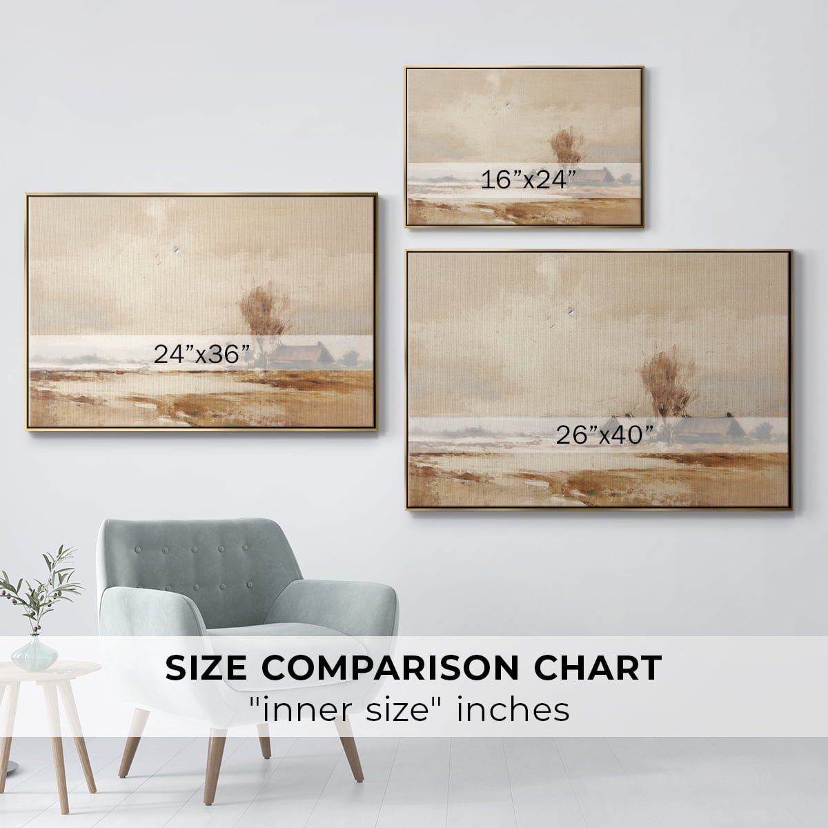 Vintage Landscape-III By Wexford Home Framed in Gold Wood Gallery Wrapped Canvas 17 in. x 25 in.