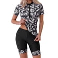 thumbnail image 6 of idosla Women 2 Piece UPF 50+ Rash Guard Short Sleeve Half Zip Swim Shirt Built in Bra Swimsuit with Boyshort Bottom (Black, S), 6 of 9
