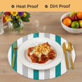 thumbnail image 4 of Teal Grey Striped Round 15 Inch Placemats Set of 2, Geometric Vertical Stripes Minimalist HeatResistant Non Slip Place Mats for Dining Table, Wipeable Braided Kitchen Table Mats for Housewarming, 4 of 9