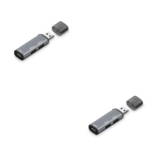 Tholdsy Mini estación adaptadora USB 2,0 de alta velocidad, divisor de transferencia de datos, accesorio de ordenador portátil de aleación de aluminio Gris 2piezas