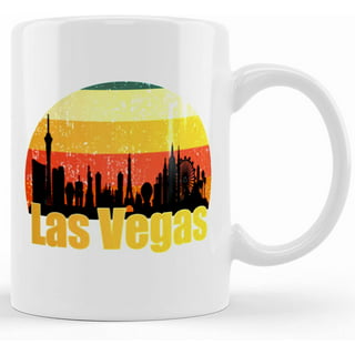 Aeisage Las Vegas Mug Glass Tea Cup American Souvenirs Las Vegas Nevada  City Mugs Gifts LV Golden Skyline Coffee Cup 11 Ounce
