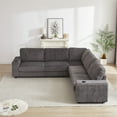 thumbnail image 5 of 110-Inch Oversized Corduroy Corner Sofa,L Shaped Corner Couch with two storage spaces,USB port & T-pyce port and Cup-holder , Deep Seat Comfy Upholstered Couches for Living Room(Not freely combinable), 5 of 9