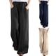 thumbnail image 2 of Gibobby pantalones senderismo mujer Pantalones casuales de lino para mujer Pantalones sólidos Pantalones casuales y de algodón Pantalones de algodón sueltos de lino simple (Negro, XL), 2 of 5
