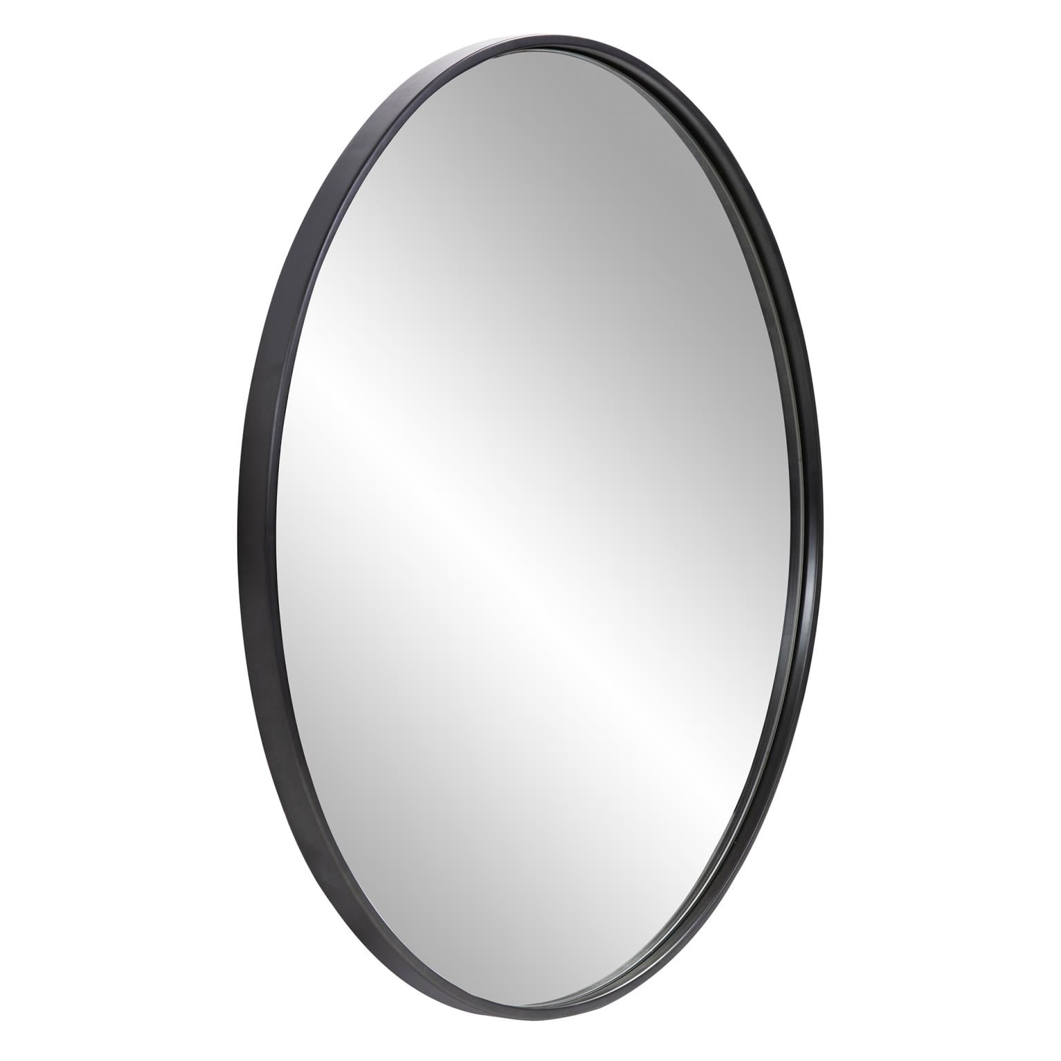 Tyler Dillon Brushed Black Round Stainless Steel Framed Vanity Mirror - 30"D