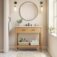 thumbnail image 2 of Sink Vanity Cabinet, White Natural, Wood, Mid Century Hotel Bedroom Bathroom, Modern Contemporary HB36490, 2 of 10