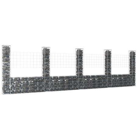 Htovila U-shape Gabion Basket with 5 Posts Iron 196.9 x7.9 x59.1