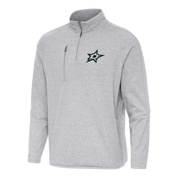 Men's Antigua Heather Gray Dallas Stars Certain Quarter-Zip Tri-Blend Sweatshirt