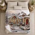 thumbnail image 5 of Winter Cottage Christmas Scene, Festive Holiday Scene, Warm Flannel Blanket for Living Room and Family Room with Detailed Artwork, Art Lovers Christmas Gift, Festive Home Decor, 5 of 9