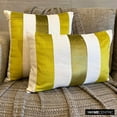 thumbnail image 5 of Green 12"x20" (30x50 cm) Lumbar Pillow Cover, Velvet & Linen Patchwork Oblong Pillow, Striped Pattern Modern Style - Swathe Chartreuse, 5 of 10