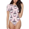 thumbnail image 1 of Fotbe Cute Cupcake Body de Mujer con Cuello Redondo y Mangas Cortas, Sin Mangas Ajustado, Suave, Cómodo y Básico-Medium, 1 of 7