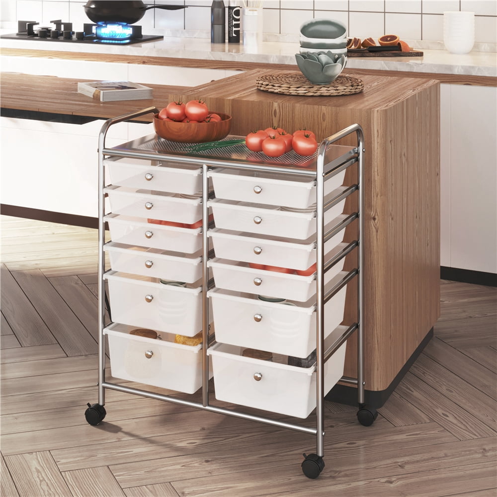 Renwick 12 Drawer Rolling Storage Cart for Home Office School, White