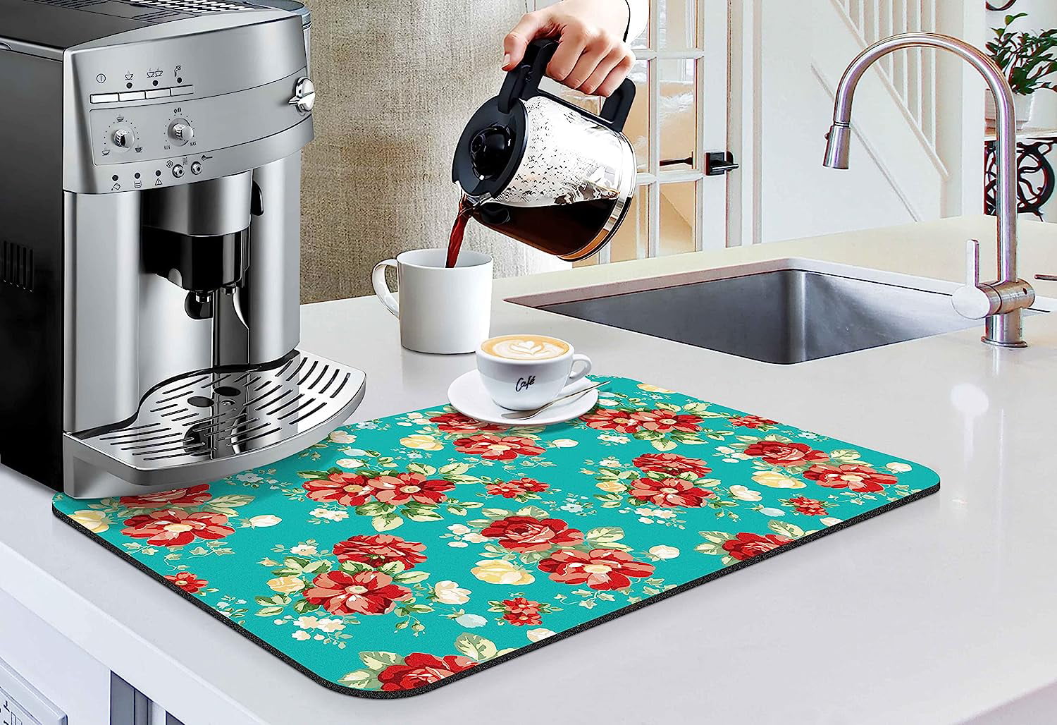 Dish Drying Mat for Kitchen Counter, 24x16 Dish Drying Pad with Non-slip  Rubber Backed, Hide Stain Anti Absorbent for Kitchen Counter, Drying Mat