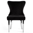 thumbnail image 3 of Furniture of America Vera Glam Nailhead Trim Dining Chairs, Black and Chrome (Set of 2), 3 of 15