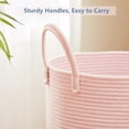 thumbnail image 5 of 15Dx20H inches Large Pink Hamper Laundry Basket for Baby Kids Woven Rope Nursery Hamper for Girls Room Bedroom Kawaii Laundry Bin 60L Capacity, 5 of 9