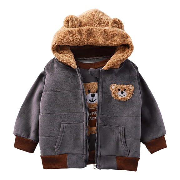 VOUZZA Boys Bear Hoodie Jogger Set Long Sleeve Hooded Sweatshirt and Pants 3 Piece Boys Tracksuit Toddler Kids Clothes Fall Winter