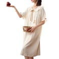 thumbnail image 1 of Camisón con ribete de volantes,Vestido de dormir de manga corta para mujer, camisón con mangas abullonadas, resultados impresionantes, 1 of 14