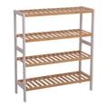 thumbnail image 2 of Casewin 100% Bamboo Shoe Rack Bench, Shoe Storage, 4-Layer Multi-Functional Cell Shelf, Can Be Used For Entrance Corridor, Bathroom, Living Room And Corridor 70 * 25 * 80 - Natural and White, 2 of 9