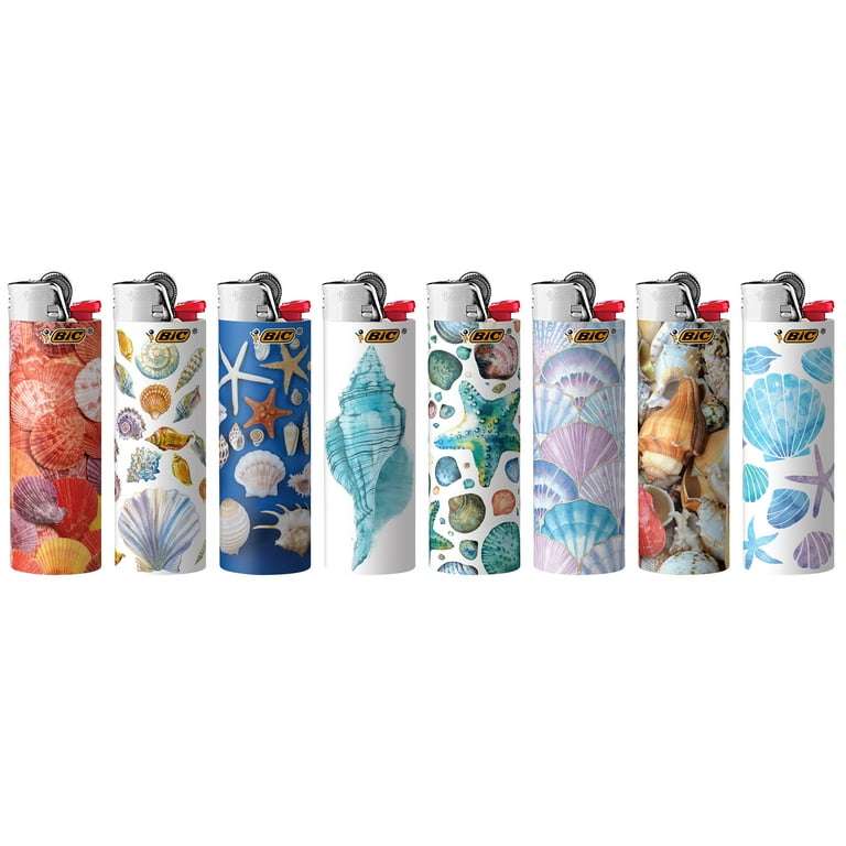 BIC Special Edition Shells Lighters, Pack of 8 Trendy Designs