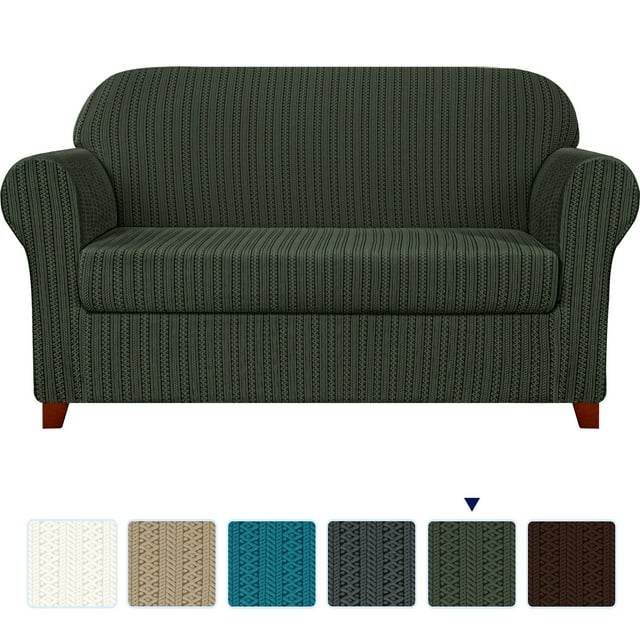 Subrtex Housse de Sofa en Jacquard Extensible à Rayures, 2 Pcs