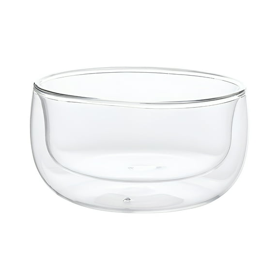 LAMIRO 1Pc Glass Bowl Double Layer Glass Bowl Clear Salad Bowl Food Serving Holder