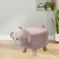 thumbnail image 6 of Animal Footstool Footrest Ottoman Portable Wood Cute Shoes Changing Chair Room Decor Ottoman for Guest Room, Living Room, Porch, Entryway pink monkey, 6 of 8