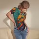 thumbnail image 3 of Balery Colorful Owl Forest Body de cuello redondo de manga corta para mujer Tops de manga corta Tops básicos-X-Large, 3 of 7
