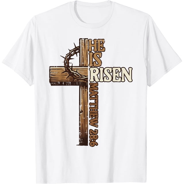 Easter Cross He is Risen Jesus Christian - Camiseta para hombre y mujer