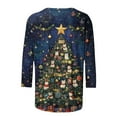 thumbnail image 4 of Ounisa 3/4 Length Sleeve Tops Blouses Christmas Gifts for Women Christmas Tree Lights Decorations Printed Lightweight Coats Fall Outfits Winter Clothing Dressy Casual Soft, 4 of 5