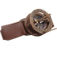 thumbnail image 3 of Rii Brand Brass Steampunk Sundial Clock Wrist Band with Leather Strap 2.5", 3 of 4