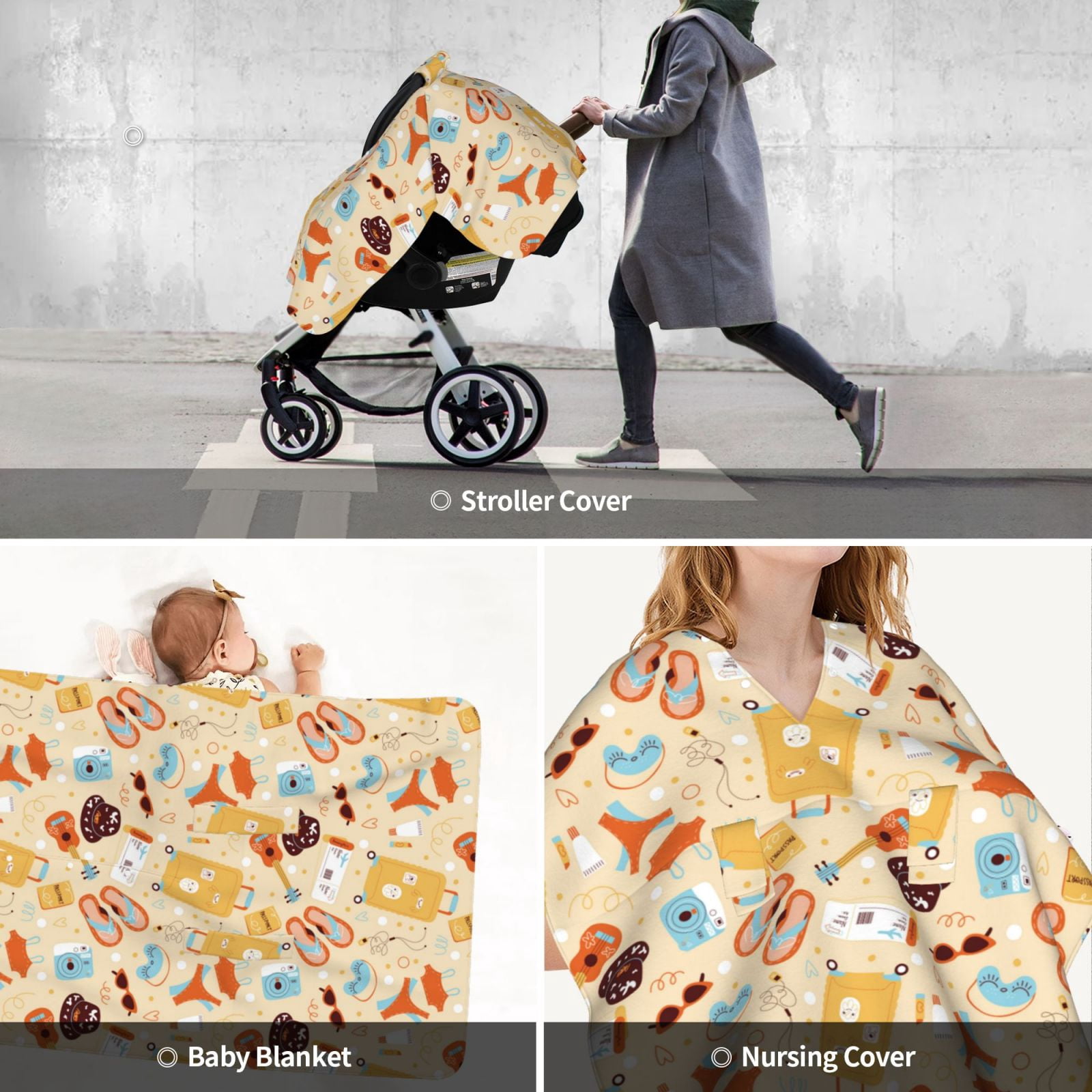 Car Seat Cover Baby - summer travel Breathable Infant Car Seat Cover for Baby Carseat, Lightweight Comfort Baby Essentials Must Haves Newborn Stuff for Girl Boy