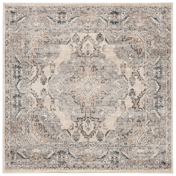 SAFAVIEH Martha Stewart Dallas Oregon Distressed Area Rug, Beige/Grey, 6'7" x 6'7" Square