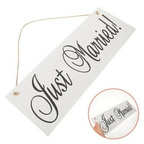 WHAMVOX JUST MARRIED Wedding Hanging Sign Made of Wood with Twine for Easy Hanging 40 * 14 * 0.9cm