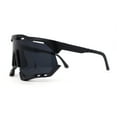 thumbnail image 4 of Large Coverage Mirror Lens Shield Curved Wrap Sport Sunglasses All Black, 4 of 4
