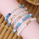 thumbnail image 4 of Conjunto de pulsera bohemia Pulsera de cuentas rebanadas de cerámica blanda colorida con estrella de cinco puntas dorada Pulsera de cerámica blanda, 4 of 5