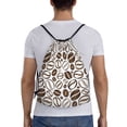 thumbnail image 2 of Drawstring Backpack - Brown White Coffee Bean Print Splash Proof Small Drawstring Gym Bag for Women Men, Cinch Sports String Bag Backpack for Travel Swimming Beach, 2 of 8