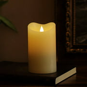 3D Flameless Led Candle with Timer, Moving Wick Pillar Candle for Home Decoration, 3.75x6.5 Inch, Ivory
