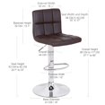 thumbnail image 4 of Bronte Living Leatherette Bar Stool 360 Swivel, Adjustable Height 24" to 33" Mid-Backrest, with Hard Floor Protection Rubber Band - Series Clementine - Set of 2, 4 of 8