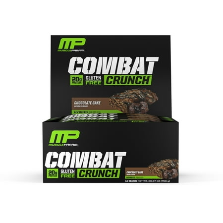 MusclePharm Combat Crunch Protein Bar, Chocolate Cake, 20g Protein, 12