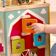 Battat Barnyard Activity Cube with 5 Multicolor Sides and Bead Maze Wooden, Baby and Toddler Toys