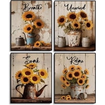 Vintage Sunflower Bathroom Canvas Wall Art Wildflower Pictures Country Kitchen Wall Decor Rustic Flower Posters Artwork for Bathroom Living Room Home Decorations 8x10 inch Unframed
