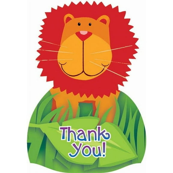 Various Jungle Animals Thank You Note Set with Envelopes, 8 Pieces