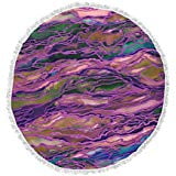 Kess InHouse Patternmuse Precious Amethyst Purple Lavender Illustration Round Beach Towel Blanket