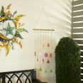 thumbnail image 2 of DecMode 37" Multi Colored Metal Indoor Outdoor Geometric Windchime with Stained Glass and Beads, 2 of 9