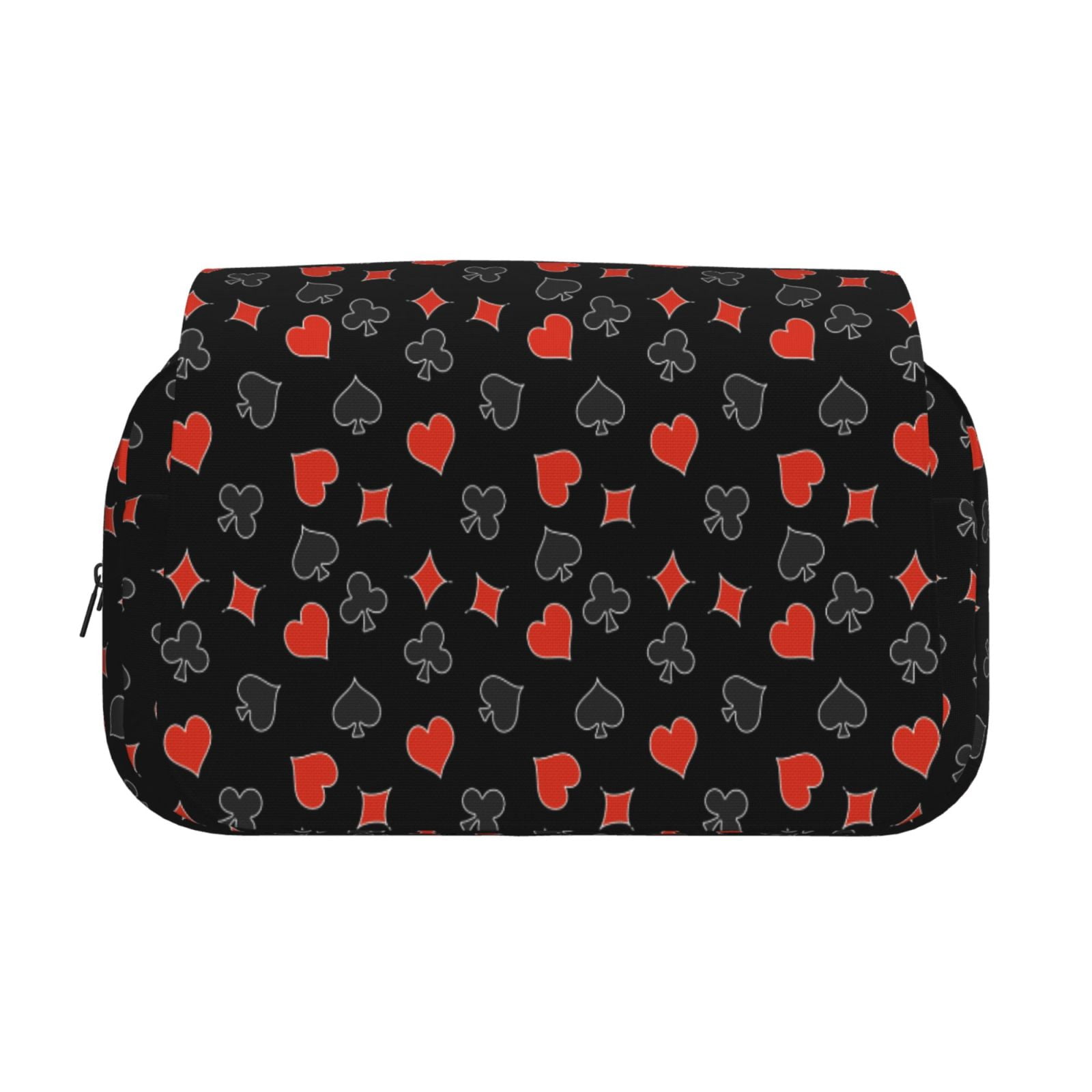 Rateoe Poker Creative Symbols Pattern Double Clamshell Pen Case, Storage Organizer with Two Zipper Compartments– Holds Up to 50 Pencils & Pens
