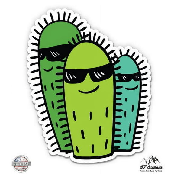Cool Cactus Cacti Shades Funny - 3" Vinyl Sticker - For Car Laptop I-Pad Phone Helmet Hard Hat - Waterproof Decal