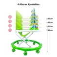 thumbnail image 3 of Andadera para Bebe Musical, 8 Llantas de Gel, Acolchonada, Carrito - Verde, 3 of 7