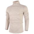thumbnail image 1 of Poriff Jersey de cuello alto para hombre, color melange, ajustado, manga larga, color albaricoque M, 1 of 1